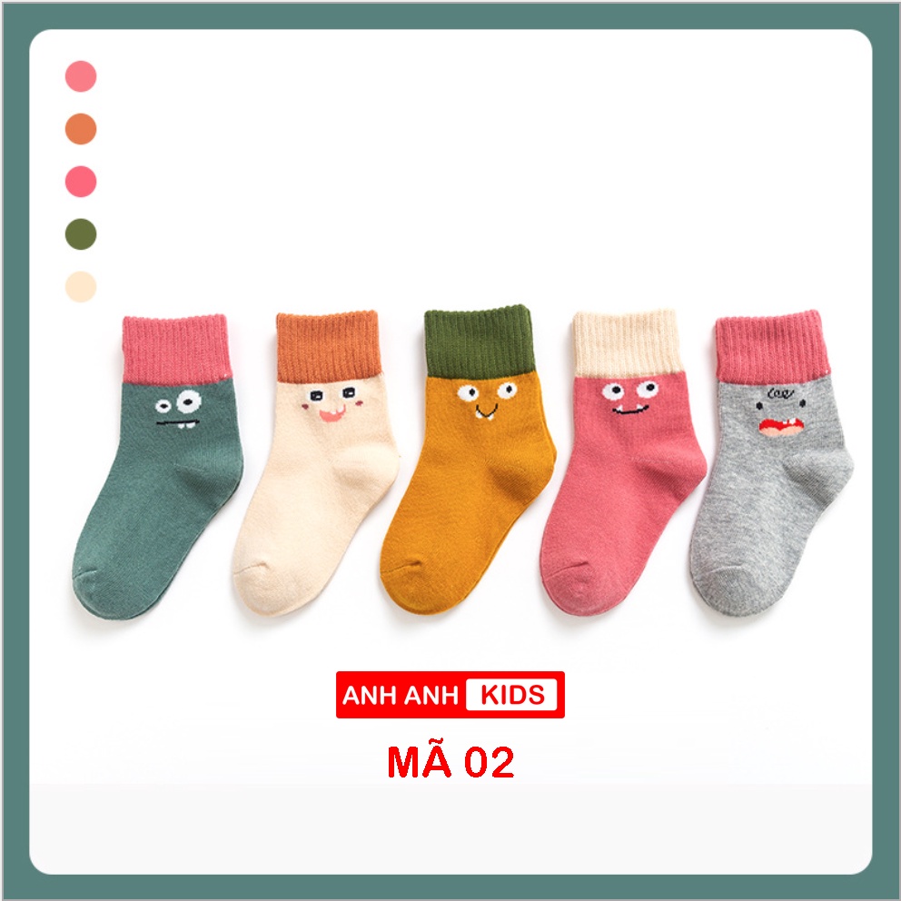 [ Hot 2021] Set 5 đôi Tất cao cấp cho bé - tất trẻ em chất cotton hàng xuất khẩu- Anhanhkids, Anhanhhome - Mẫu 1