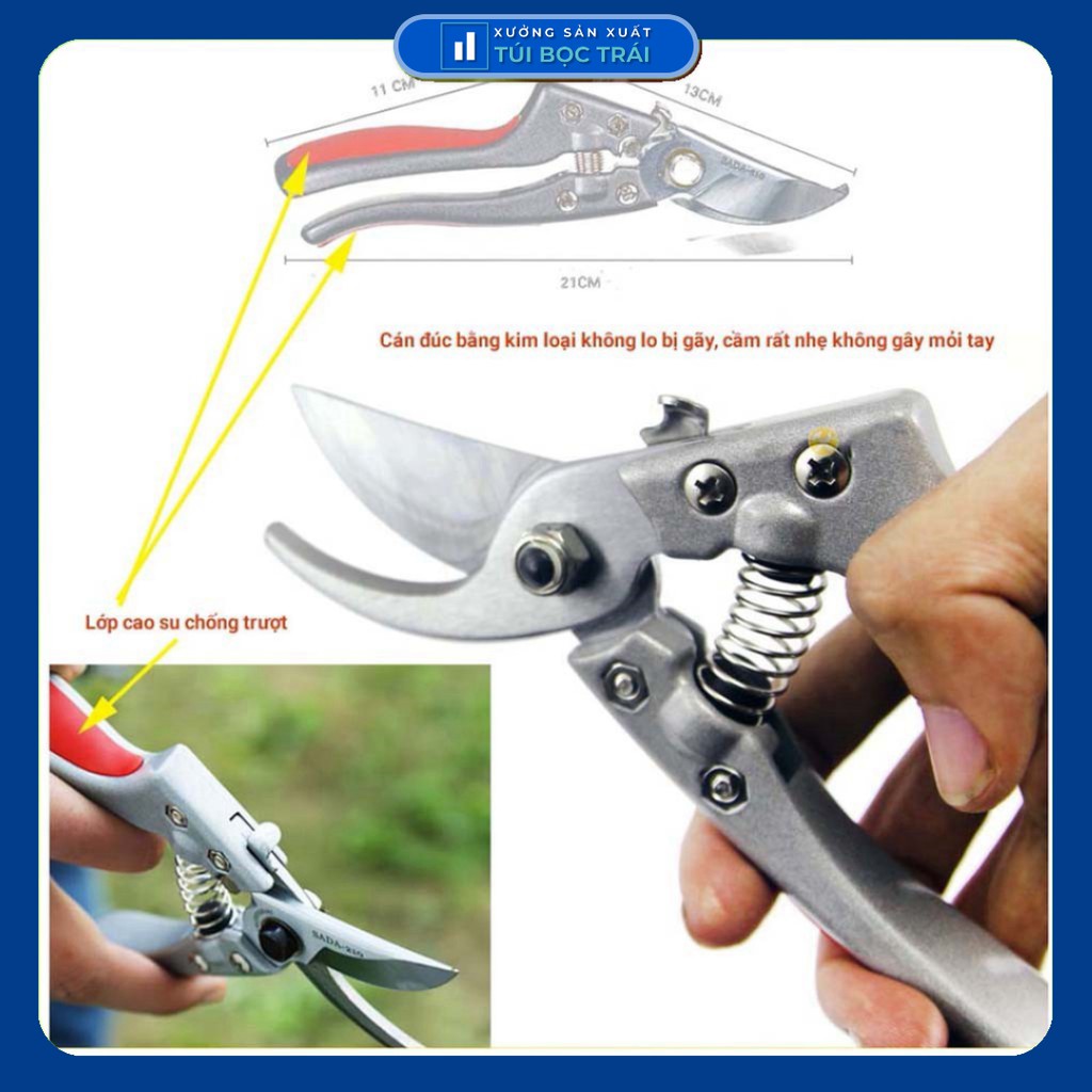 Kéo cắt tỉa cành cây SADA 210, kềm tỉa cành của Nhật với lưỡi cắt siêu bền
