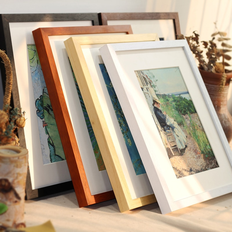 Khung Ảnh Bằng Gỗ Màu Trắng Đen Khổ A4 A3 Tự Nhiên Không Kèm Giấy Các Tông Màu