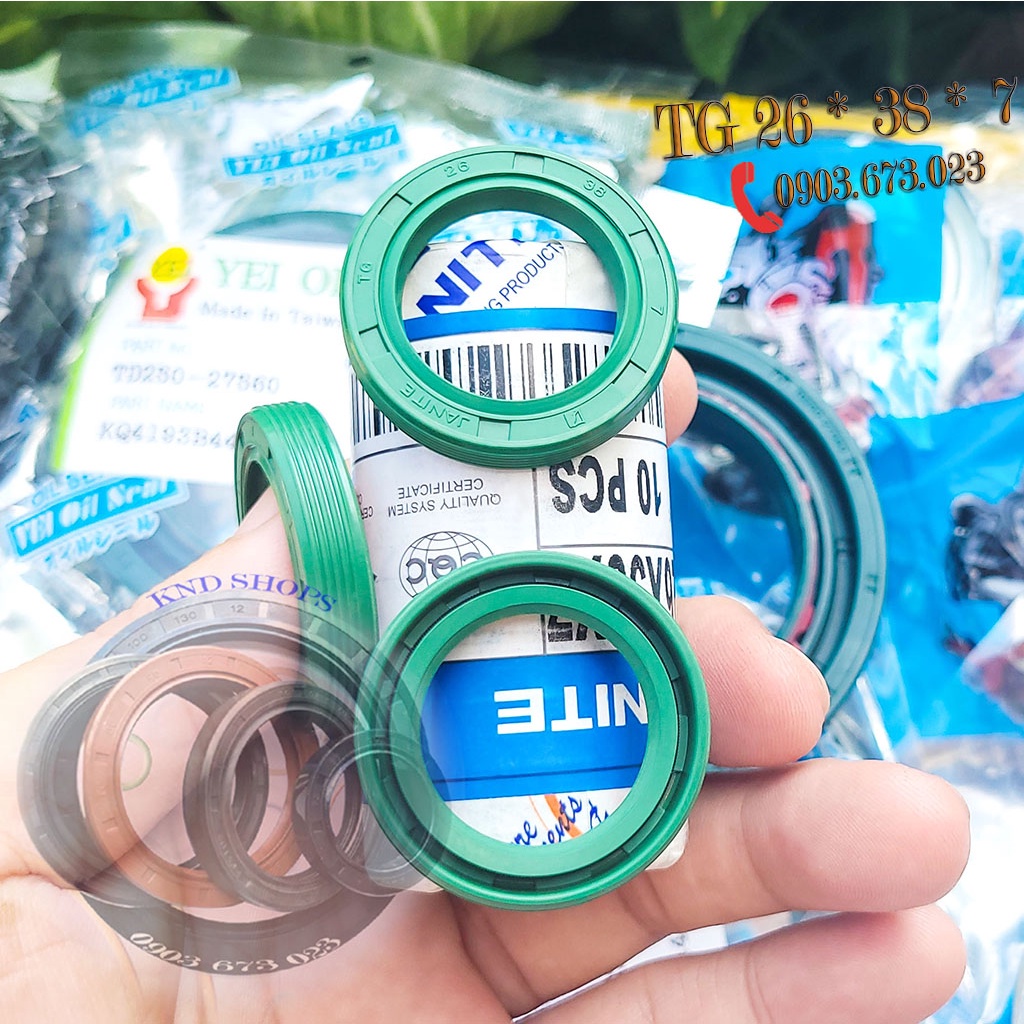 Phốt chặn dầu (nhớt, bụi) nhông hộp giảm tốc Janite TG 26*38*7, Phớt chặn dầu dẫn động trục bơm bánh răng | KND Shops