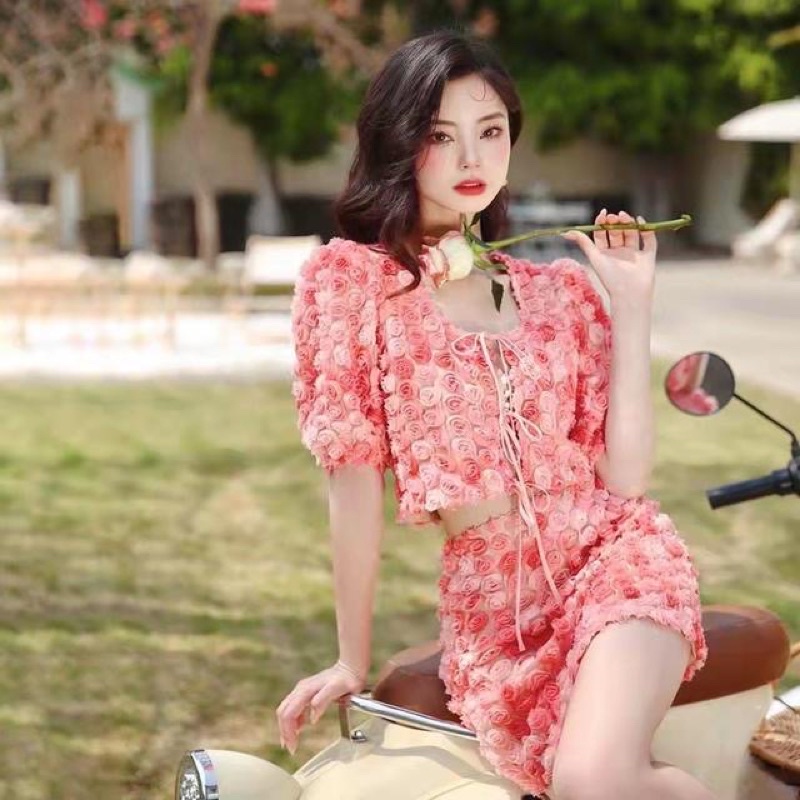 Sét siêu cấp hoa hồng in nổi