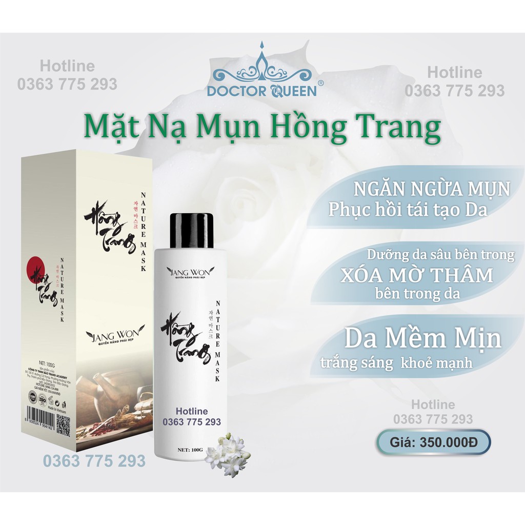 Mặt nạ Hồng Trang Nature Mask( hết dầu nhờn,se ccooif mụn,giảm thâm mờ nám,sáng da)