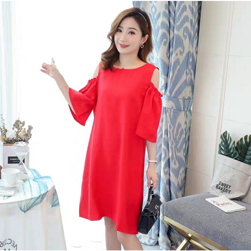 Đầm suông công sở đầm suông đầm oversize khoét vai thời trang Hàn Quốc