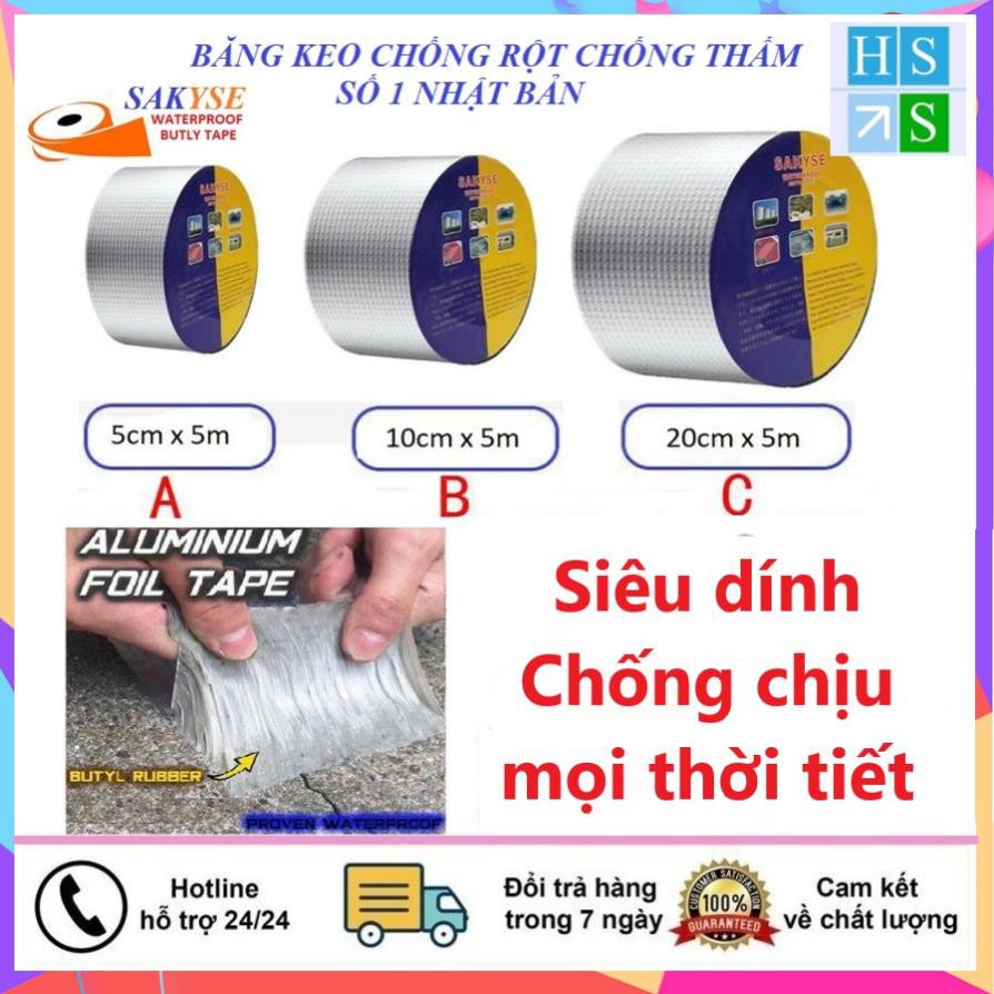 (Khổ 20cm x 5m) Băng keo chống thấm Nhật Bản SAKYSE - Siêu dính, dùng trên mọi vật liệu, chống chịu mọi thời tiết