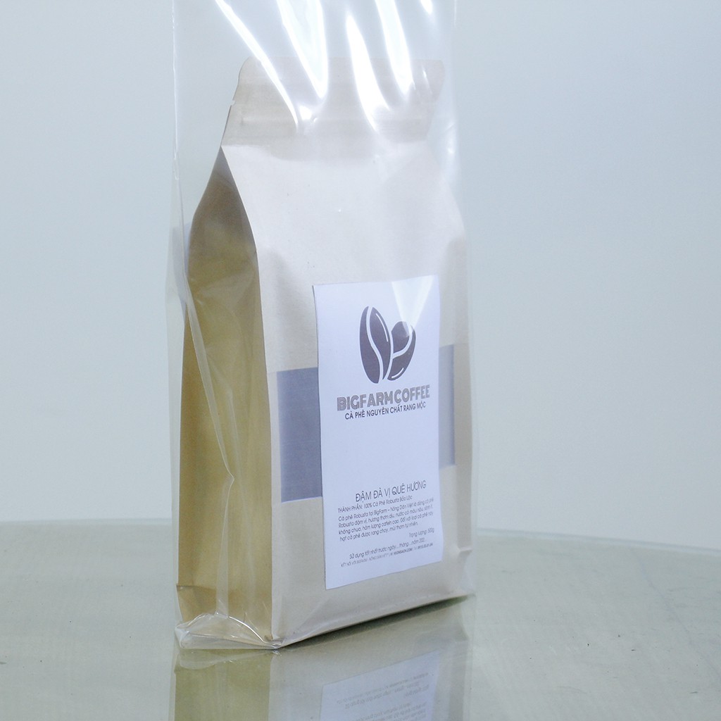 Cà phê mộc robusta BigFarm Coffee rang xay nguyên chất 100% giống ngon nhất, rang vừa, dạng bột dùng pha pin 500g