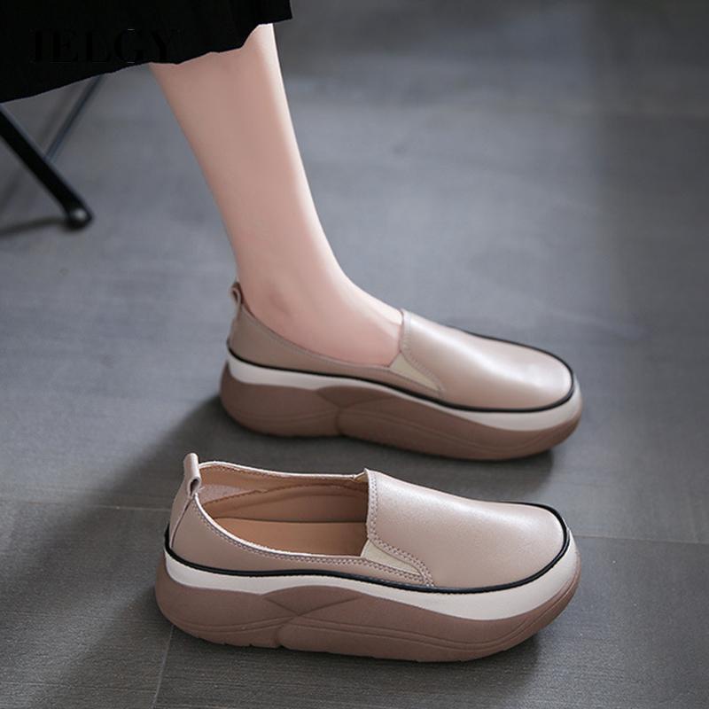 Giày Lười Đế Xuồng Mũi Tròn Phong Cách retro Cho Nữ