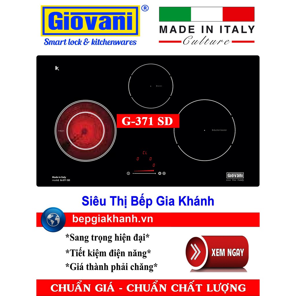 Bếp điện từ 3 vùng nấu Giovani G-371 SD nhập khẩu Italy