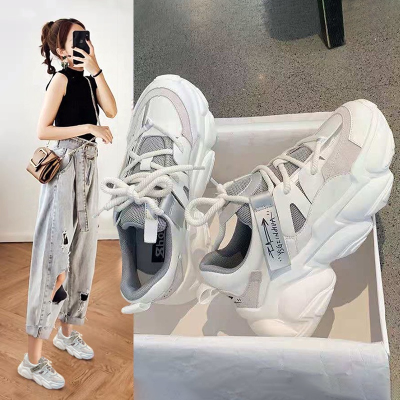 Giày thể thao nữ, giày sneaker độn đế chữ hàn