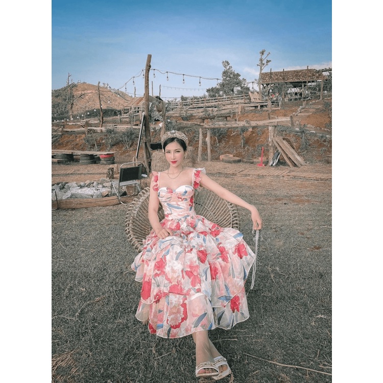 (Free ship) Xả Lỗ Đầm Voan Tầng Hai Dây Cho Các Nàng Diện Đi Dự Tiêc UP HHP Fashion