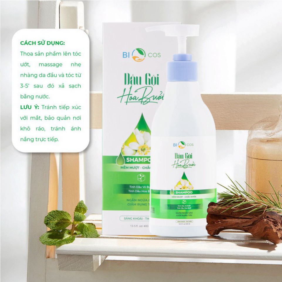 Dầu Gội Đầu Hoa Bưởi BIOCOS - 400ml Ngăn Ngừa Rụng Tóc, Sạch Gầu, Mềm Mượt