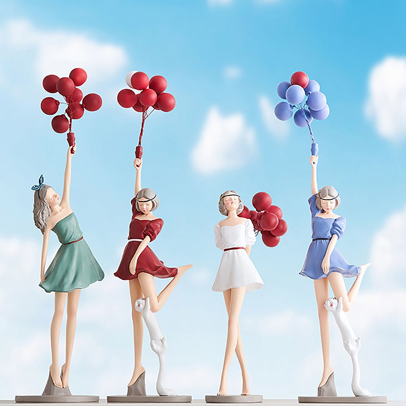 ❣Tượng Cô Gái Thổi Bong Bóng Màu Tím Để Bàn Trang Trí Độc Đáo