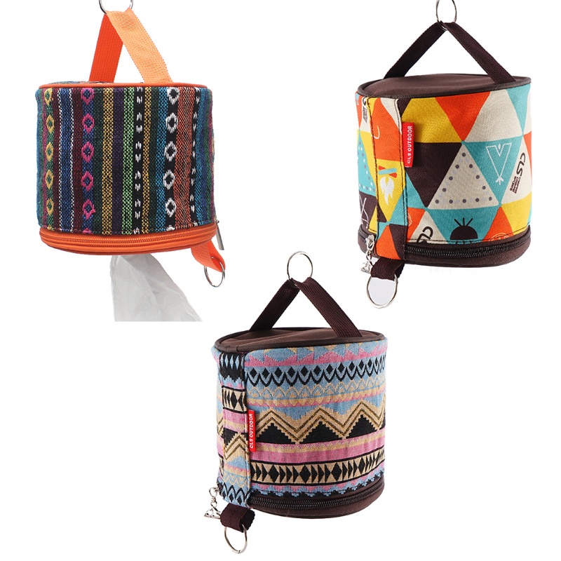 Hộp Đựng Khăn Giấy Dạng Gập Phong Cách Dân Tộc Cho Cắm Trại Ngoài Trời