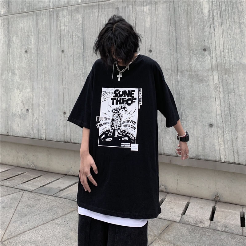 Áo thun nam form rộng tay lỡ Yinxx, áo phông unisex oversize màu đen ATL267