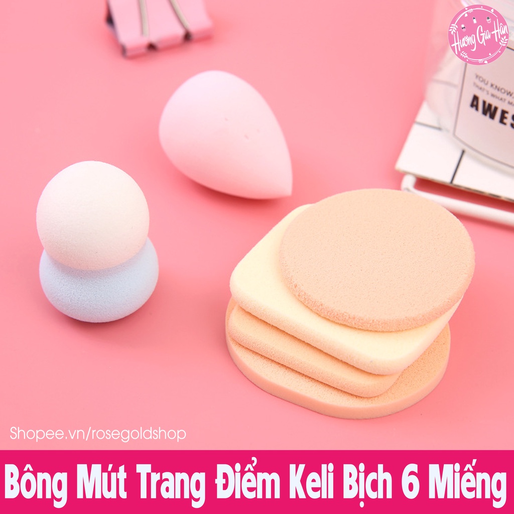 Bông Mút Trang Điểm Keli Bịch 6 Miếng