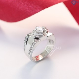 Nhẫn bạc nam đính đá trắng tinh tế sang trọng NNA0095