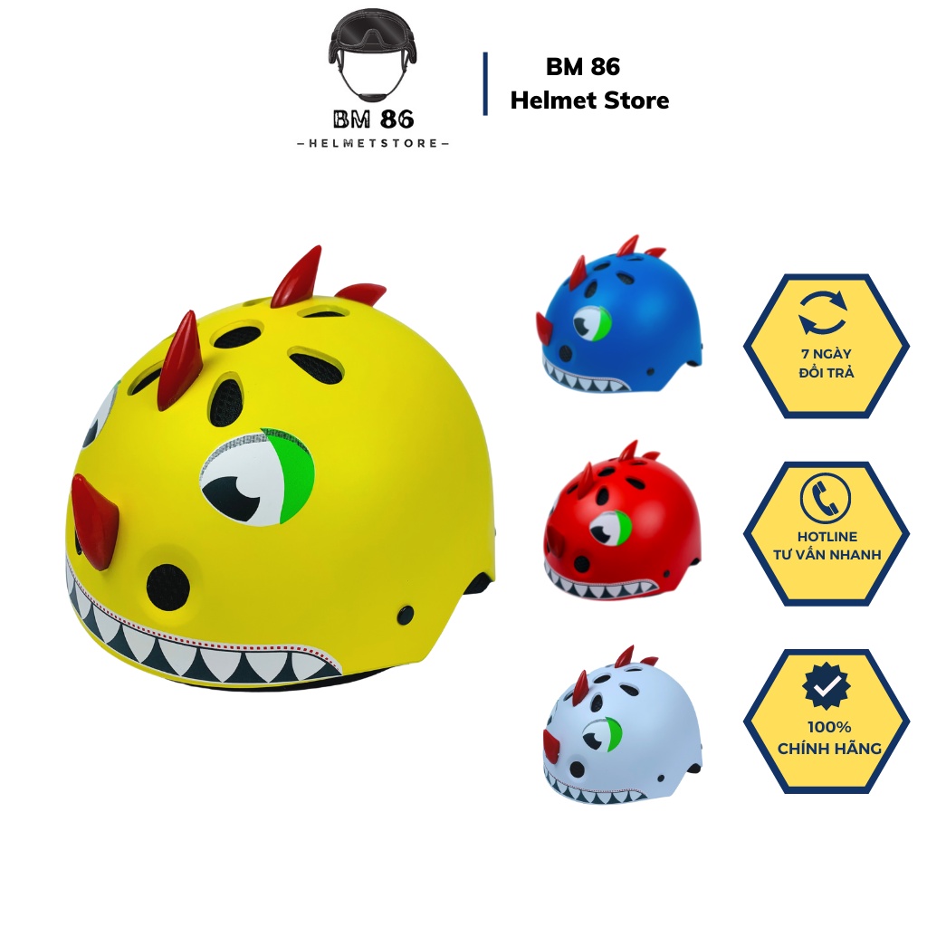 Mũ bảo hiểm trẻ em - em bé khủng long 8 màu - hàng c.ty an toàn đạt chuẩn thumbnail