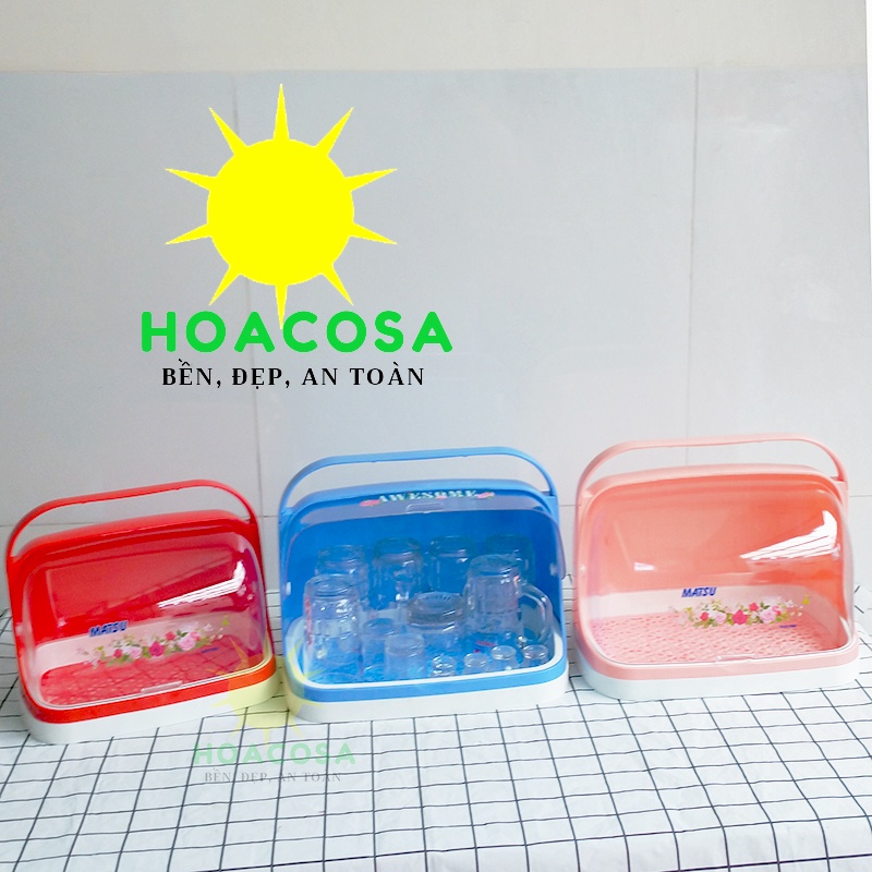Khay Úp Ly, Cốc, Bình Sữa Có Nắp Đậy Loại Lớn Matsu Nhựa Duy Tân- Bầu Tròn, Gọn Xinh- Đồ Gia Dụng Ho