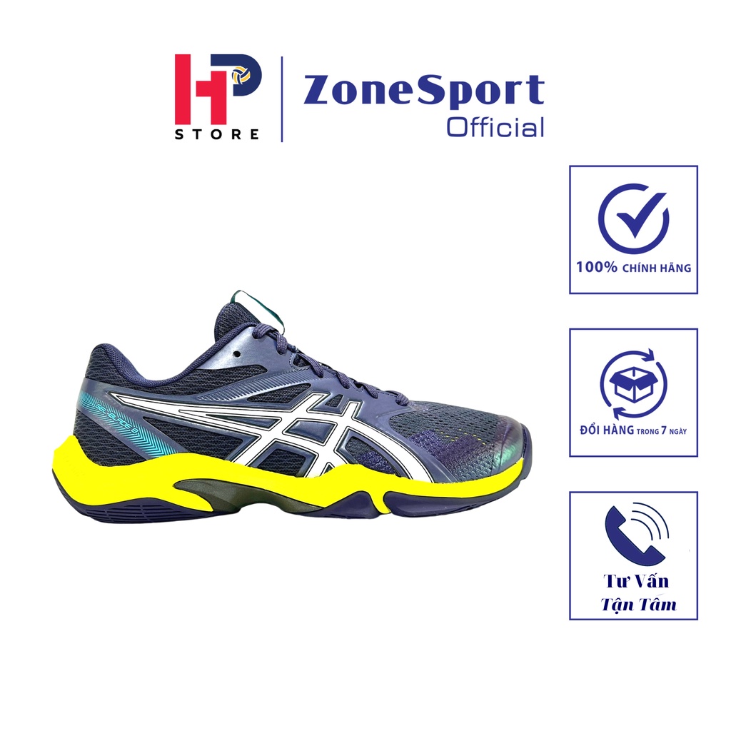 Giày Asics GeL Blade 8 Xanh Vàng - Giày chuyên bóng chuyền cổ thấp đệm gel tăng đàn hồi, bật nhảy êm, thoáng khí, bền