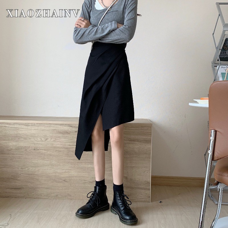 Chân Váy Midi Chữ A Lưng Cao XIAOZHAINV Theo Phong Cách Hàn Quốc | BigBuy360 - bigbuy360.vn