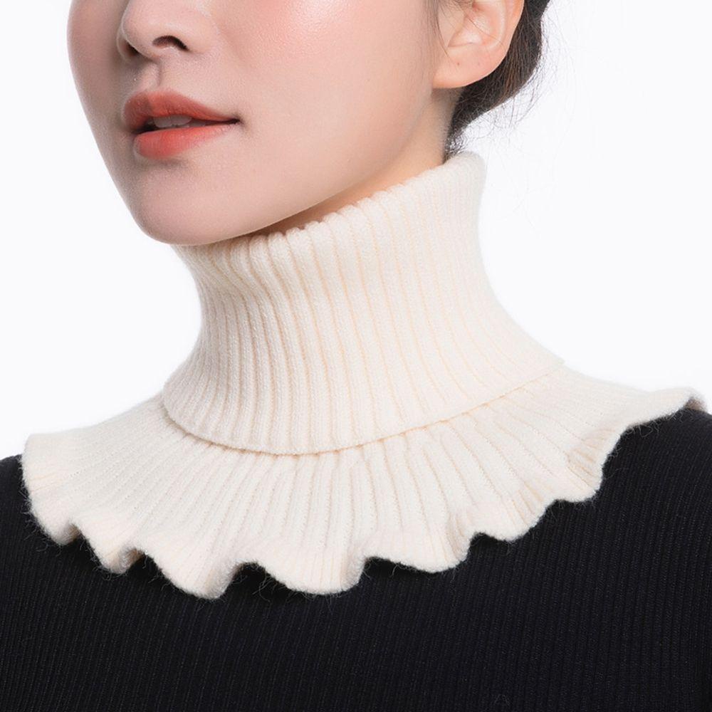 Khăn Choàng Cổ Giả Len Màu Trơn Chống Gió Có Thể Tháo Rời Thời Trang Thu Đông Cho Nữ