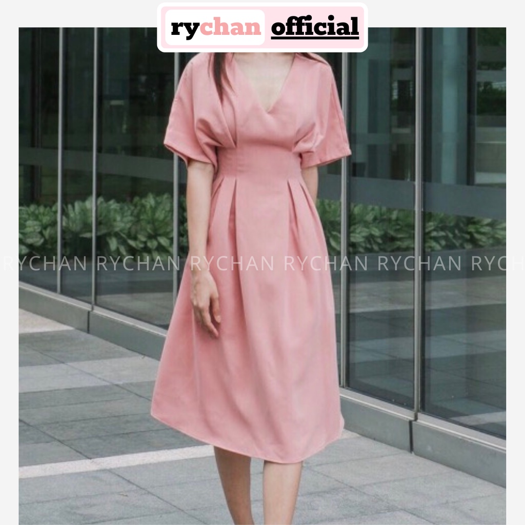 Đầm Nữ Dự Tiệc Cổ V Cánh Dơi Thắt Eo Basic Thanh Lịch, Đầm Nữ Đi Chơi Dáng Dài Cực Sang Chảnh [ẢNH THẬT CUỐI] - DX9944