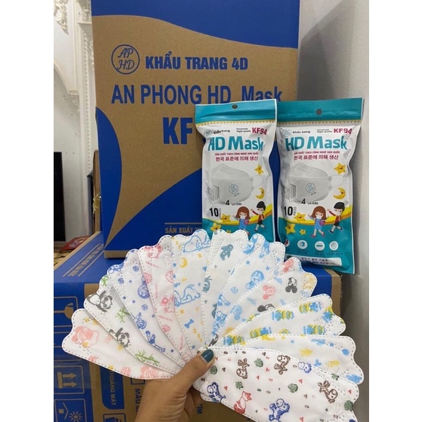10 chiếc khẩu trang KF94 An Phong cho bé từ 2-8t mẫu ngẫu nhiên