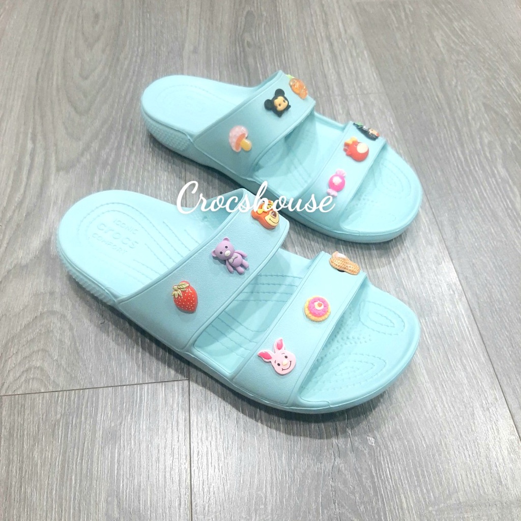 Dép crocs hai quai ngang chính hãng classic tặng full jibbitz, dép quai ngang crocs nam nữ - Crocs house