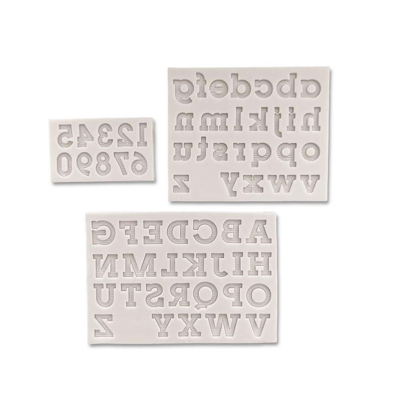 bộ khuôn silicon chữ số in hoa trang trí bánh