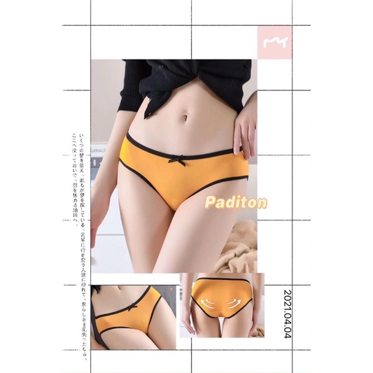 Quần lót nữ cotton đính nơ co dãn viền đen dễ thương