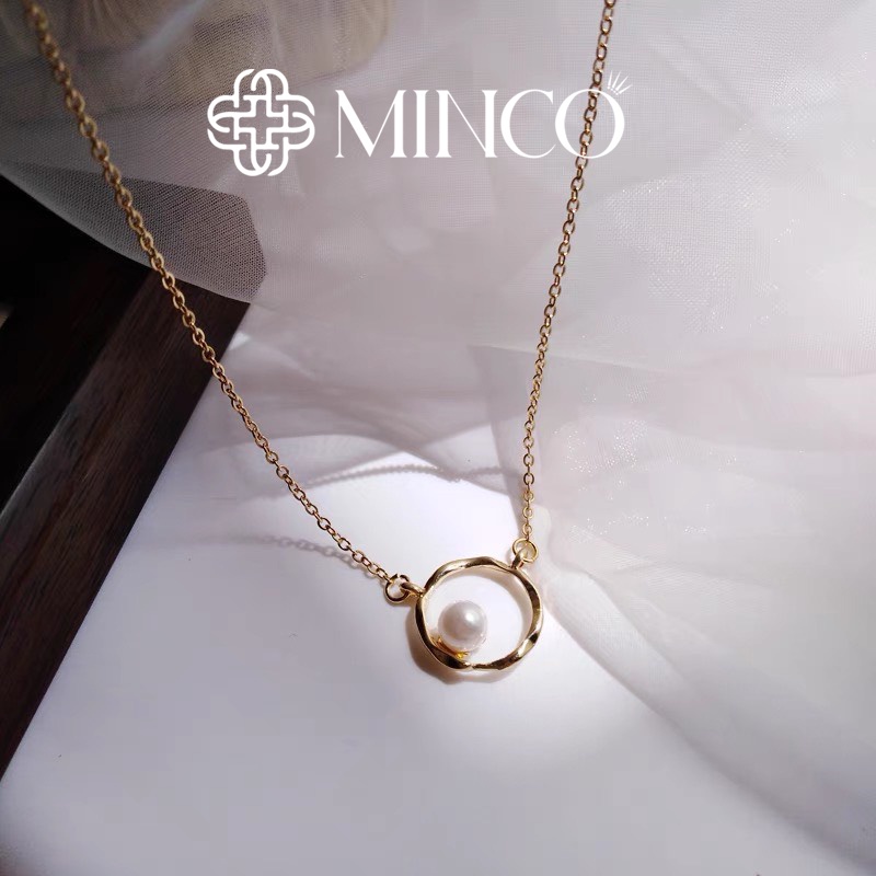 Dây chuyền nữ mặt phối hạt ngọc trai nhân tạo Minco Accessories Vòng cổ Nữ phong cách tiểu thư DT123