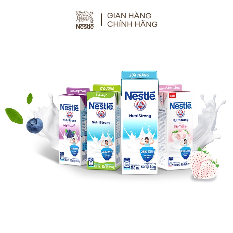 Thùng 48 hộp Sữa Nestlé Gấu ít đường (48 hộp x180ml)