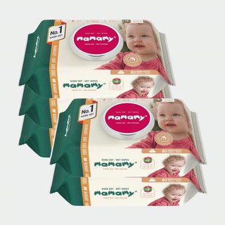 Combo 5 gói khăn ướt Mamamy 80 tờ nắp 100% an toàn, không kích ứng. - FREESHIP 99K