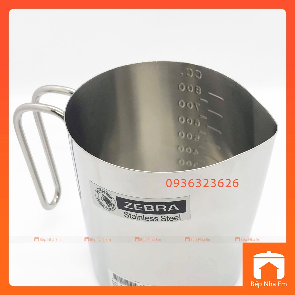 Ca Đánh Sữa - Ca Đong ZEBRA Dung Tích 800ml ( Inox 304) - 112590 - Hàng Nhập Khẩu Thái Lan