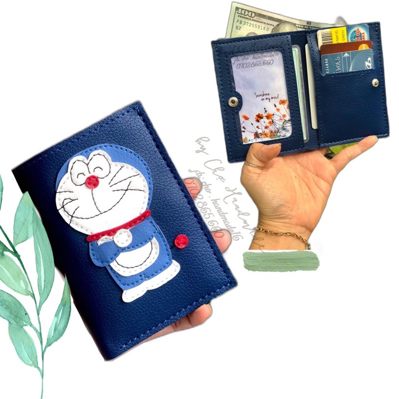 (chat chốt tên-chọn màu) ví tiền doraemon, bóp tiền doremon, mon, mèo ú