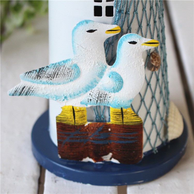 Mô hình ngọn hải đăng trang trí bằng sắt có đèn Led nhiều size  - Decor đồ trang trí theo phong cách biển Địa Trung Hải