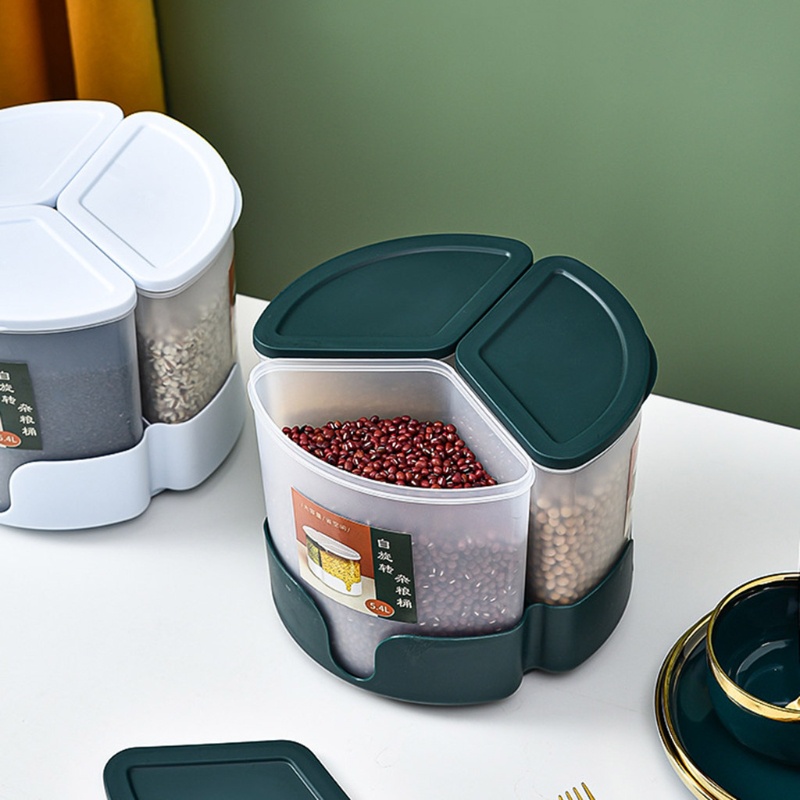 Hộp Đựng Tai Nghe 3 Ngăn Xoay 360 Độ 3 Ngăn Tiện Dụng° Hộp Đựng Hạt Xoay 5.4L Có Nắp Tháo Rời Được Dành Cho Tủ Lạnh