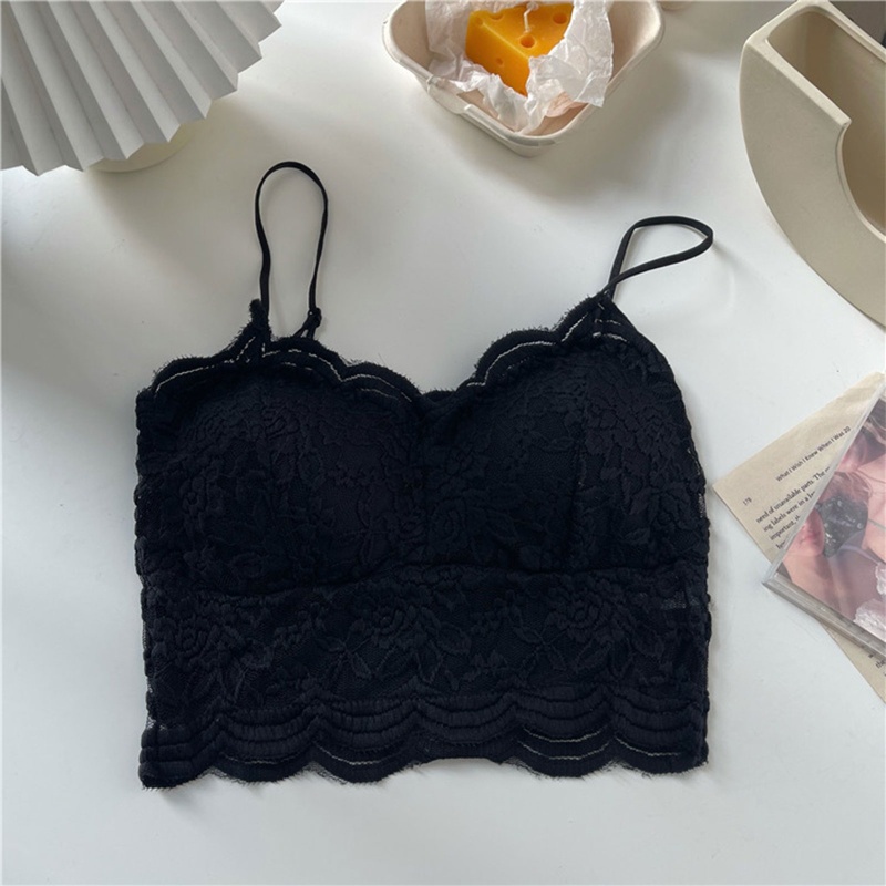 Áo Lửng Hai Dây Cổ Chữ V Phối Ren Hoa Có Mút Đệm Ngực Thời Trang Mùa Hè Quyến Rũ Dành Cho