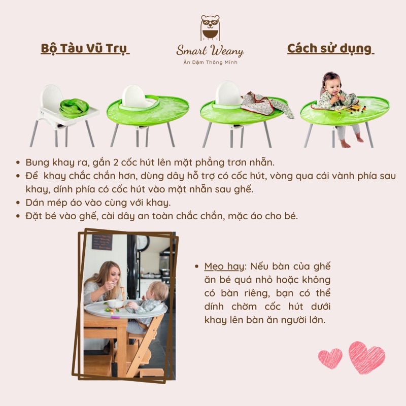 Bộ yếm và khay TÀU VŨ TRỤ - [Tidy Tot UK] Bib and Tray Kit