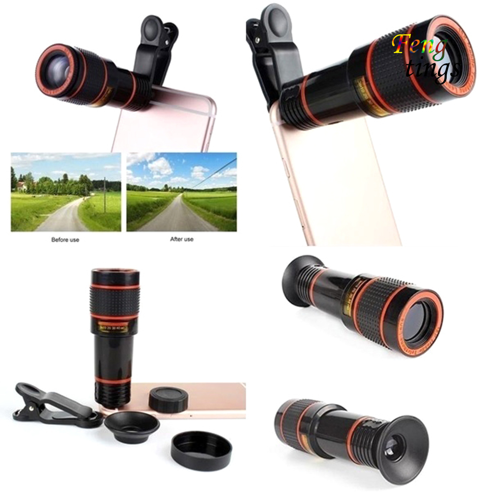 【FT】Universal 12X HD Zoom Telescope Phone Camera External Telephoto Lens with Clip