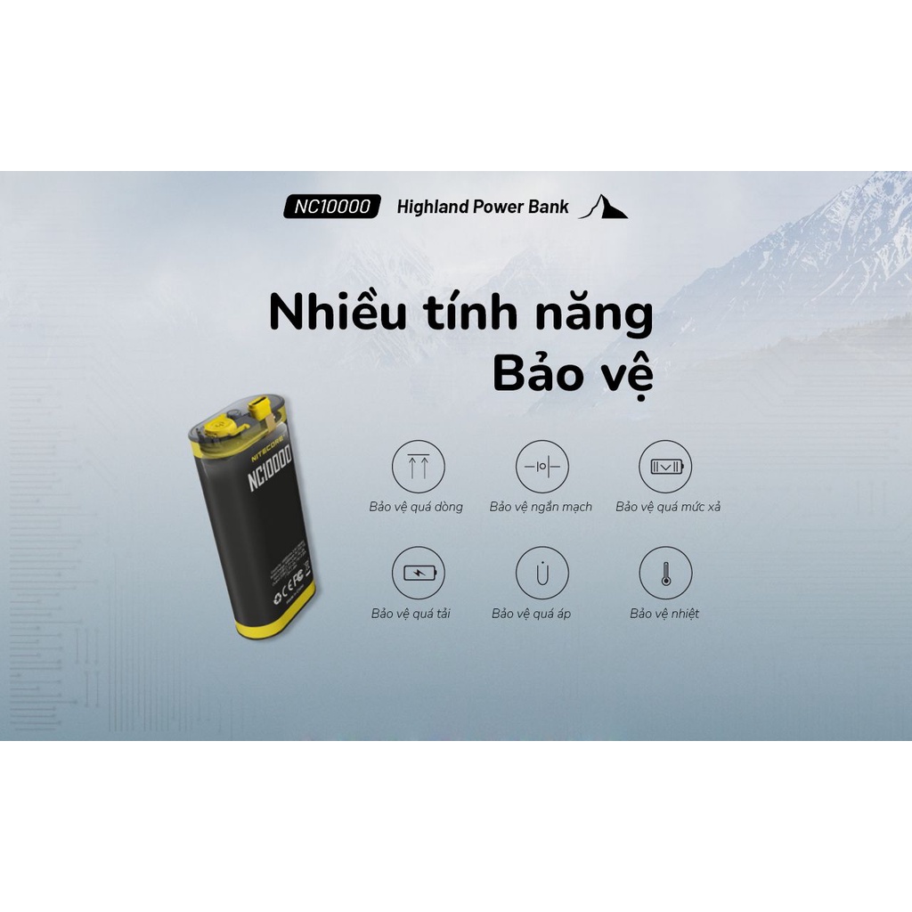 Sạc dự phòng kết hợp đèn LED Nitecore NC10000 Outdoor Compact Power Bank