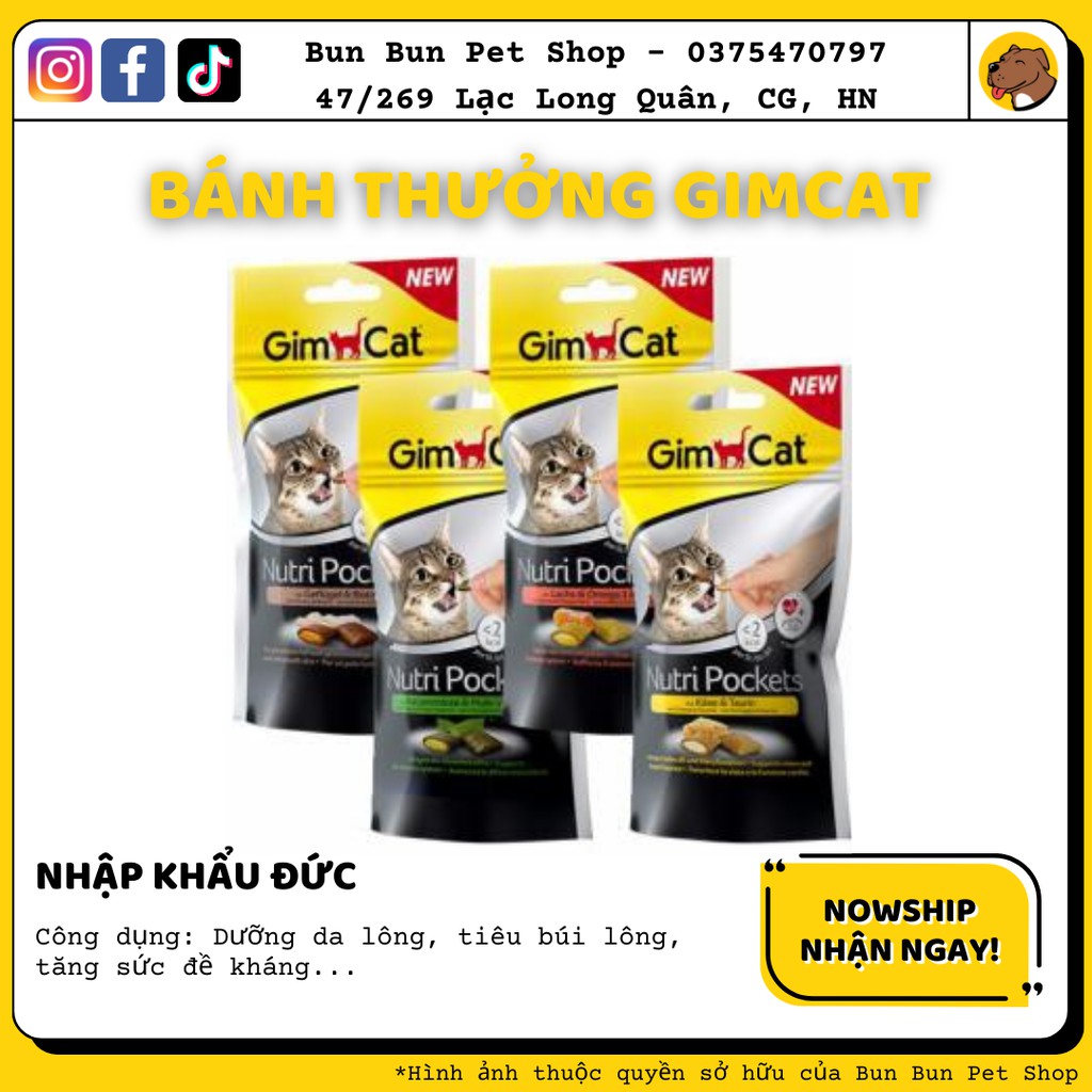 Bánh thưởng Gimcat Nutri Pocket cho mèo