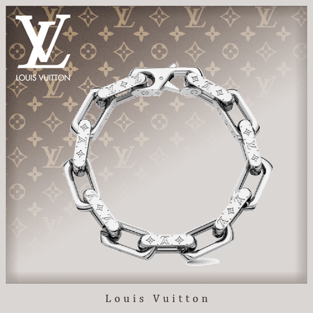 Vòng Đeo Tay Bạc Khắc Họa Tiết Loui Vuitton