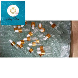 Combo 100 chai thủy tinh 10ml màu trắng trong, đầu bóp trắng khoen vàng, bóp nhỏ giọt, giá 425.000 đồng.