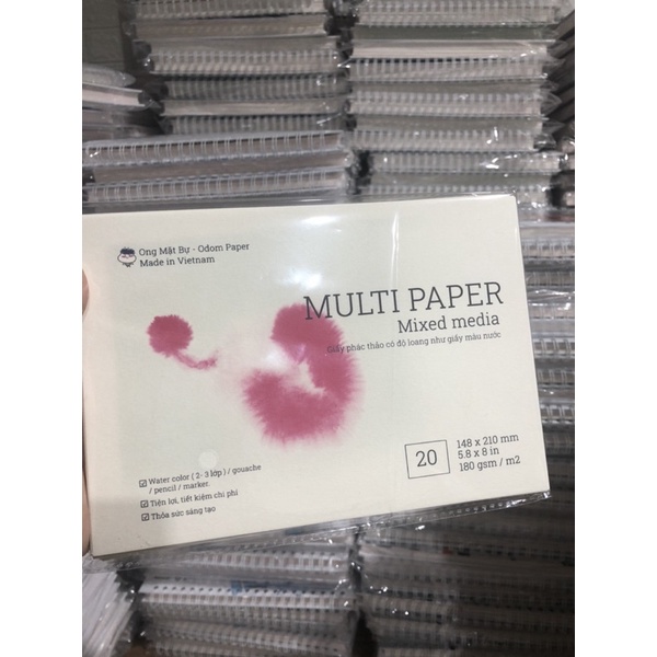 Giấy 180 Gsm Đa Năng - Giấy Sketch Loang Như Giấy Màu Nước Multi Paper - Ong Mặt Bự