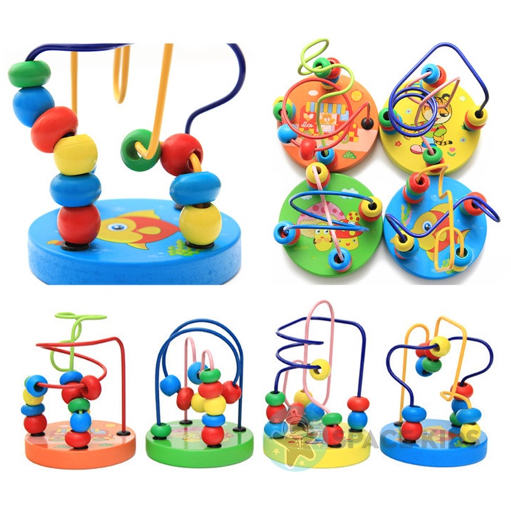 Đồ chơi Montessori Luồn hạt gỗ mê cung cho bé rèn luyện kỹ năng, Đồ chơi giáo dục thông minh Space Kids