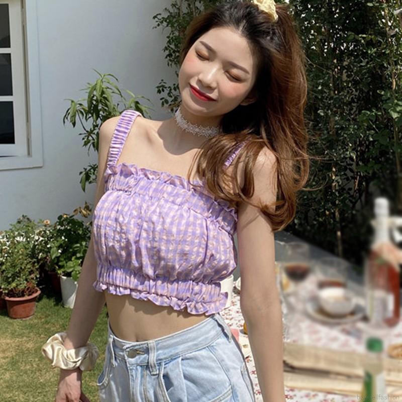 [Mã FAMAYWA giảm 10K đơn 50K] [Baywellfashion]Áo Croptop Hai Dây Họa Tiết Sọc Ca Rô Gợi Cảm Dành Cho Nữ | BigBuy360 - bigbuy360.vn