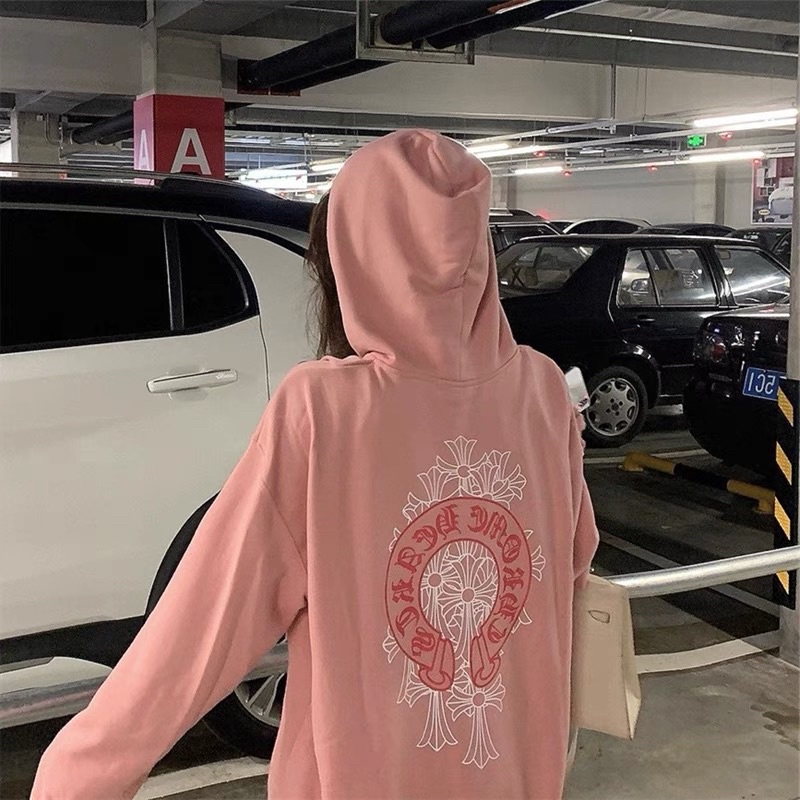 Áo hoodie hồng in lưng