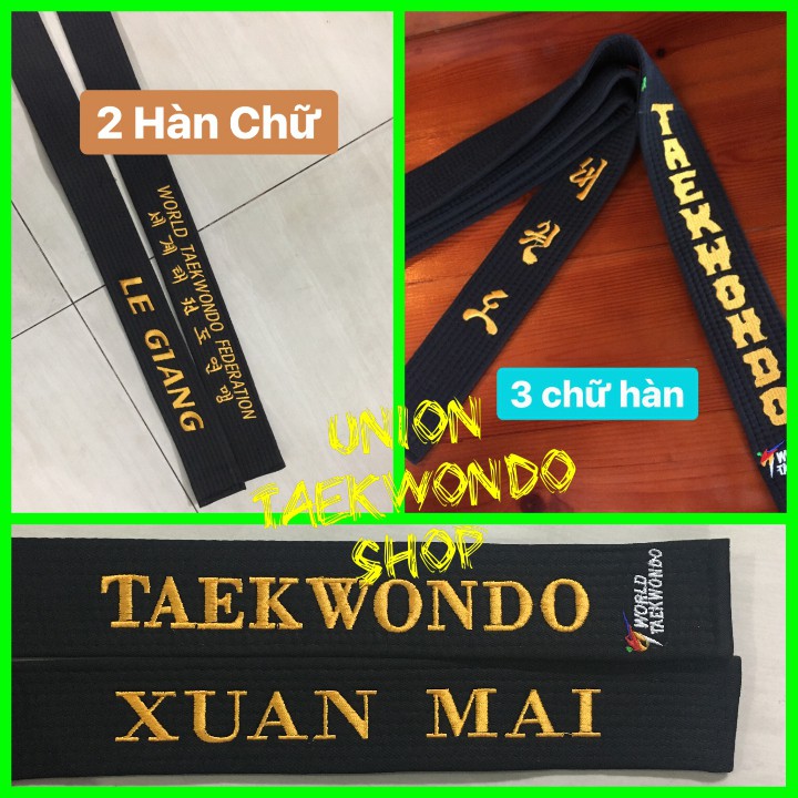 BEST SELLER Miễn Phí Thêu Tên Đai đen Taekwondo Vovinam Karate #UnionTaekwondoSHOP Ngang 4.5 cm