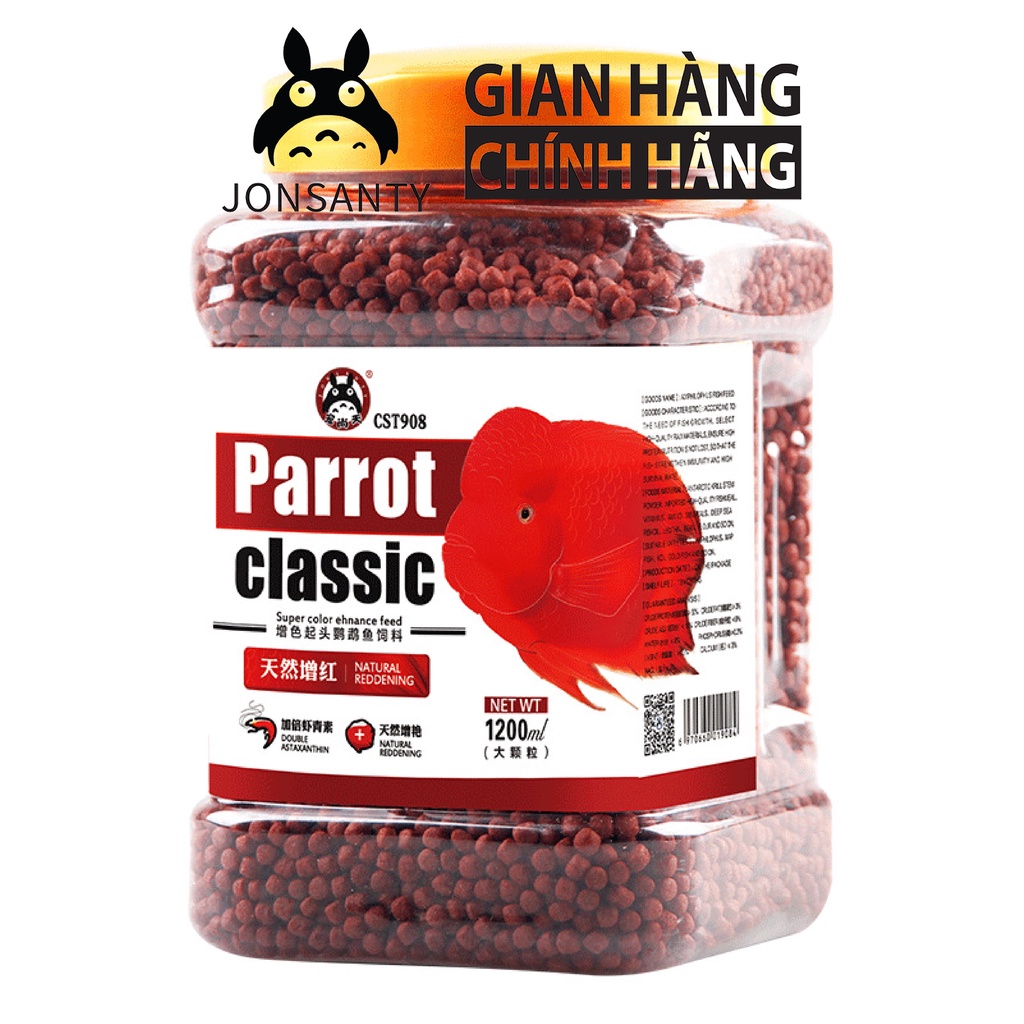 Thức ăn cá hãng JONSANTY bổ sung các nguyên tố vi lượng cần thiết để tăng màu nhanh, lên màu đỏ sau 7 ngày