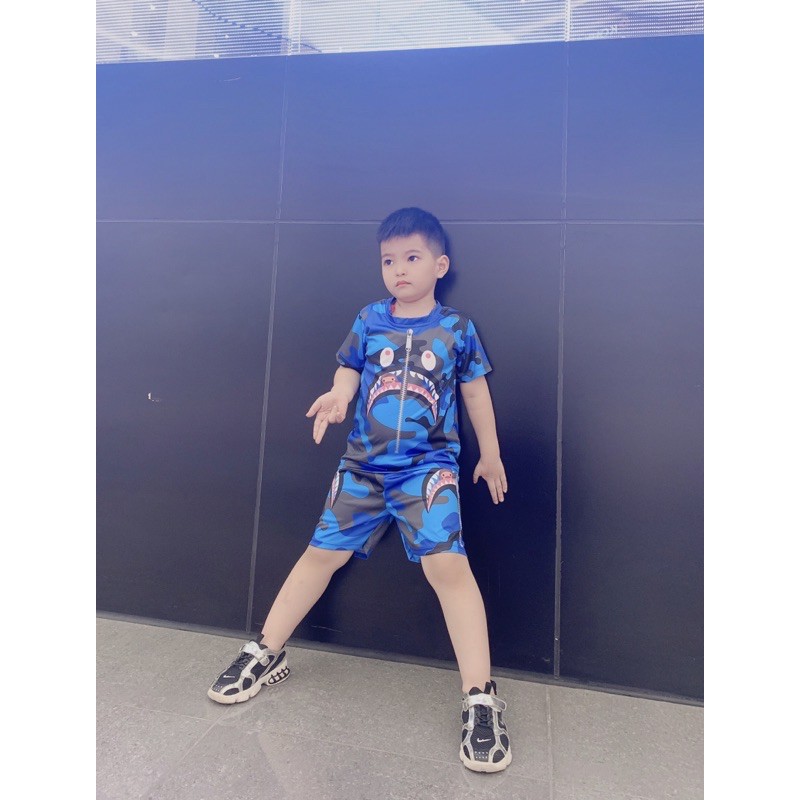 Bộ cộc tay cá mập bape chất thun lạnh Size đại